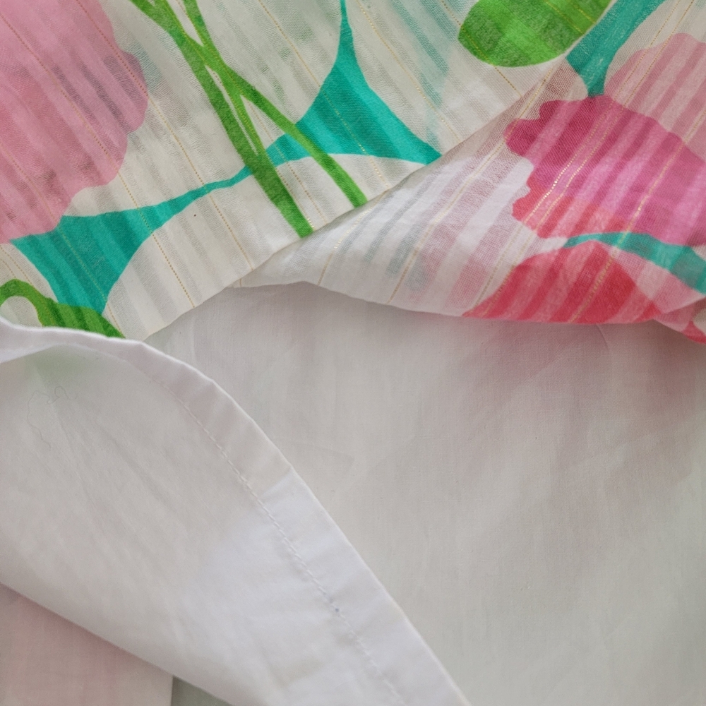 Lilly Pulitzer White Strapless Dress with Pink & Green Floral Print - Picture 6 of 10